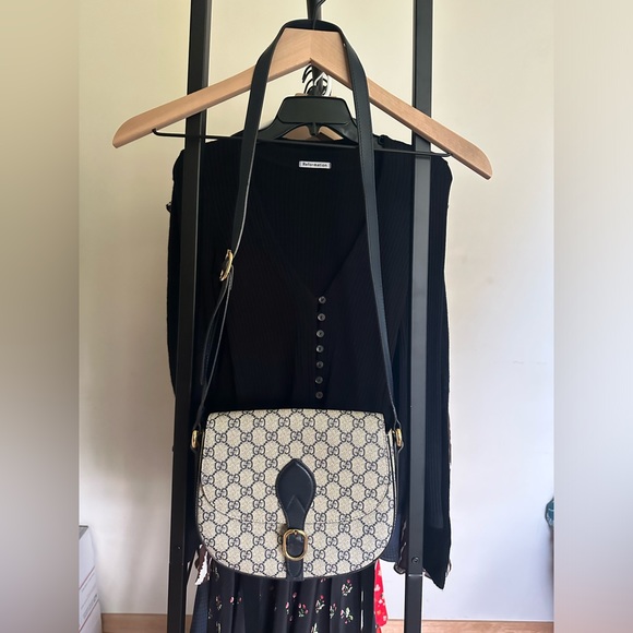 Authentic!! Gucci GG Supreme Small Linea A Shoulder Bag in blue and tan - Picture 3 of 11